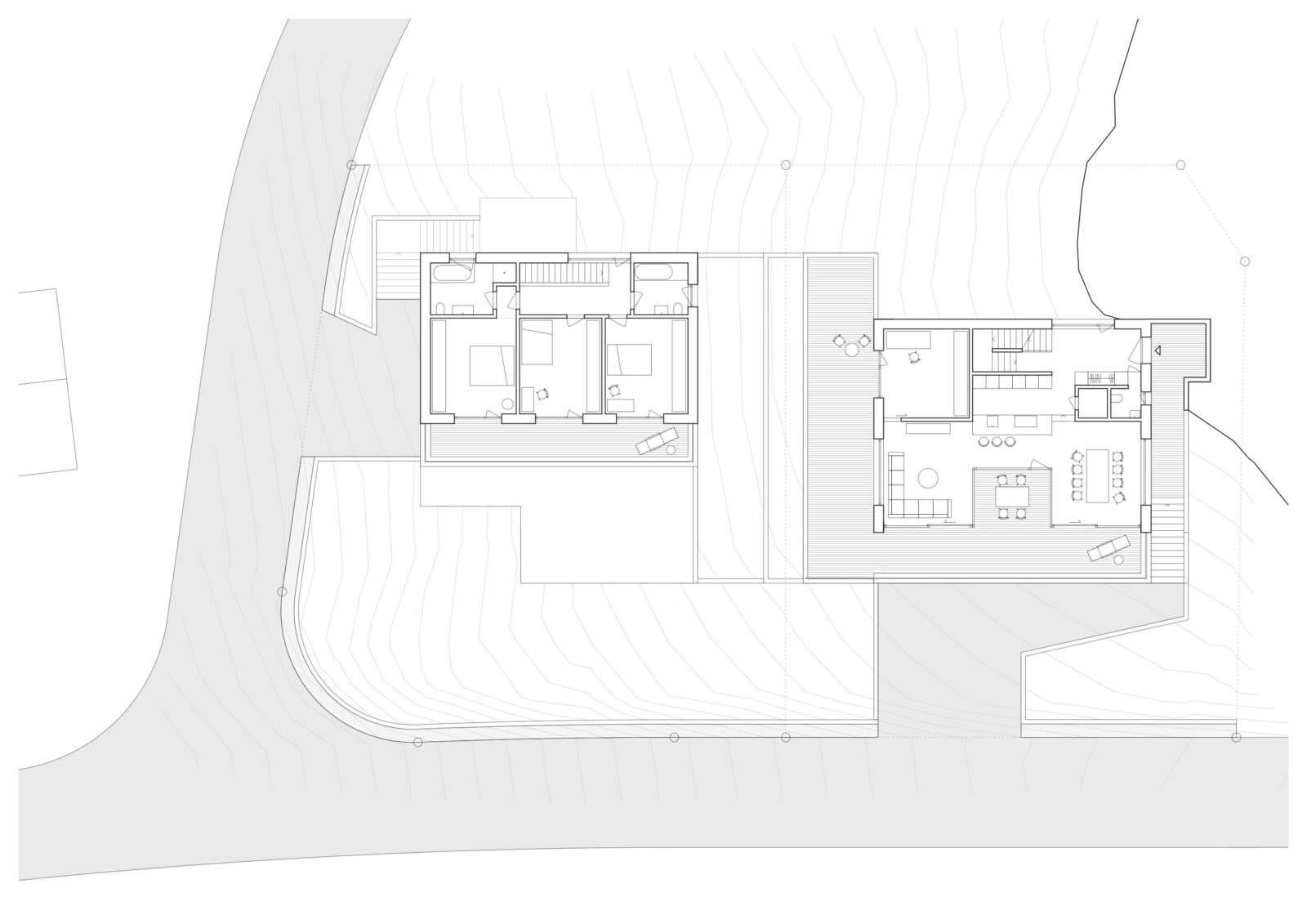 Orlando Architektur Neubau 2 Einfamilienhäuser Unterholzstrasse Ottoberg 13 Grundrisse Bauen am Hang