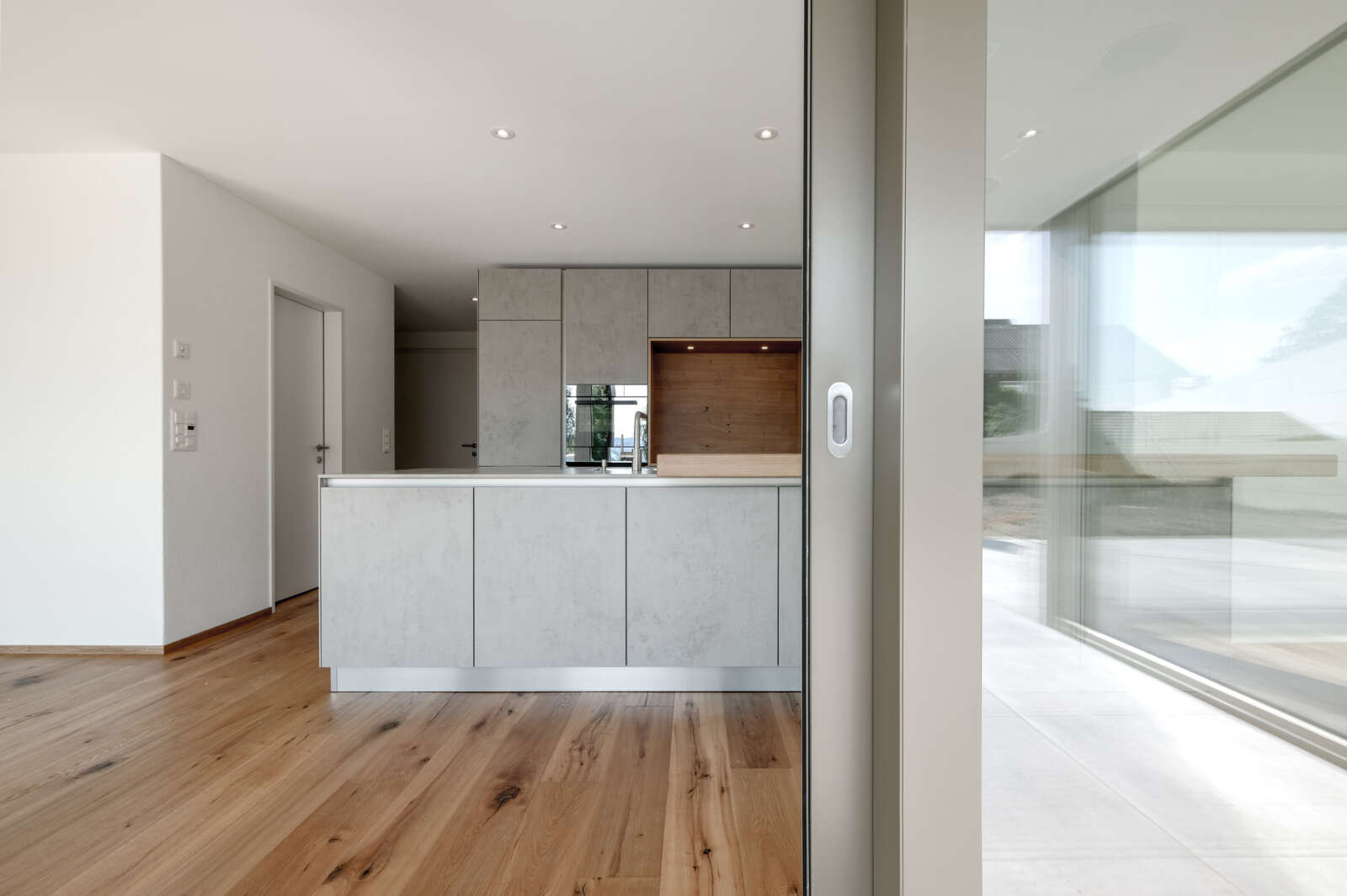 Orlando Architektur Neubau 2 Einfamilienhäuser Unterholzstrasse Ottoberg 7 Küche Aussen