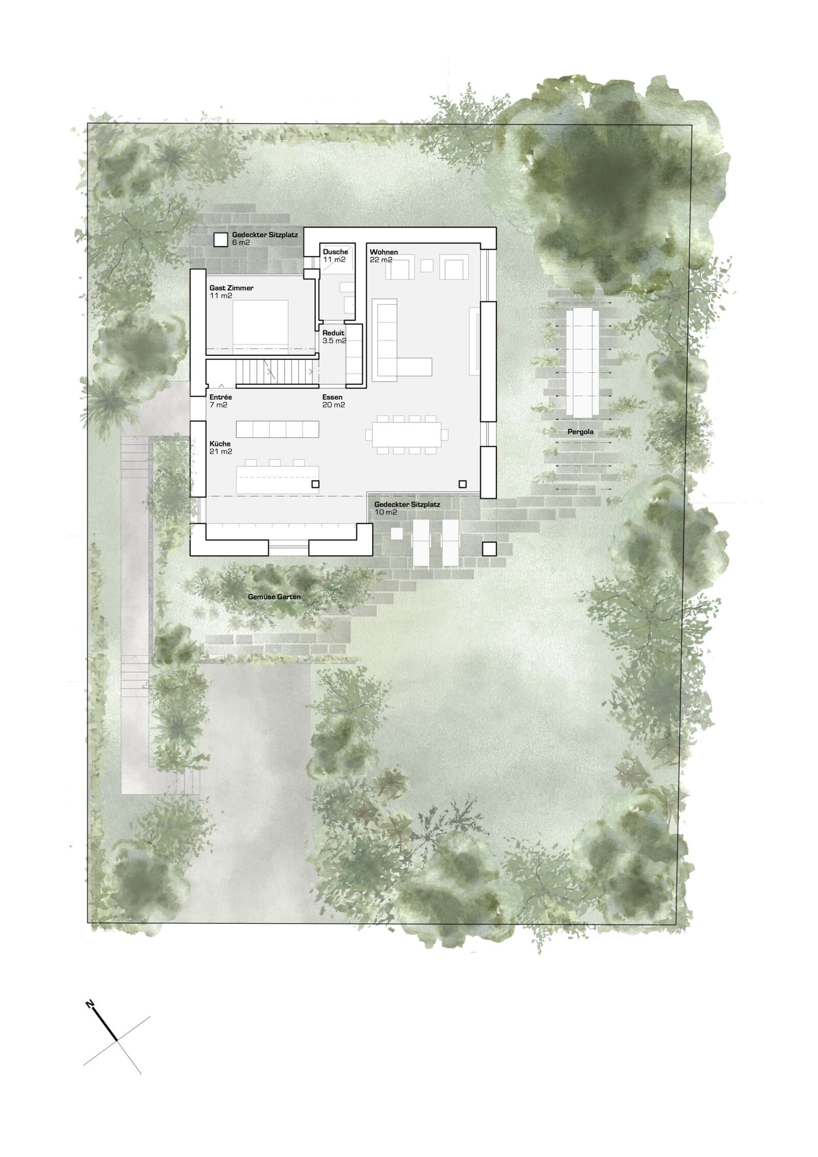 Orlando Architektur Umbau und Erweiterung Einfamilienhaus Haltenstrasse Neftenbach 17 Grundriss Erdgeschoss