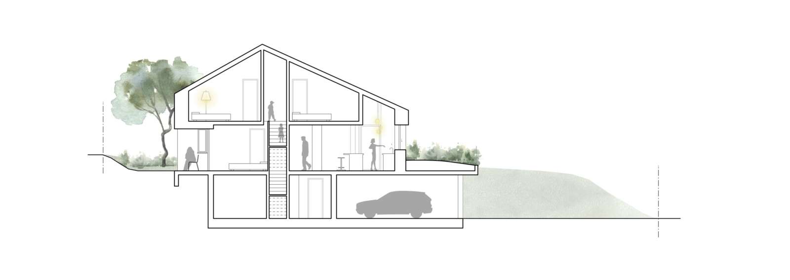 Orlando Architektur Umbau und Erweiterung Einfamilienhaus Haltenstrasse Neftenbach 19 Schnitt